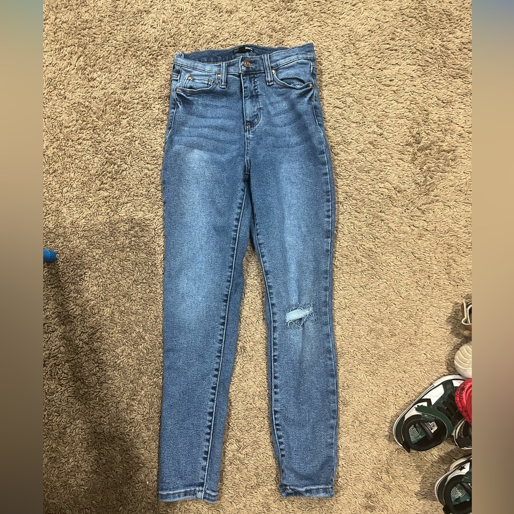 Fashion Nova Distressed Blue Skinny Jeans